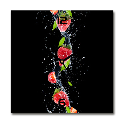 Orologio da parete quadrato con motivo di fragole e dettagli acquatici