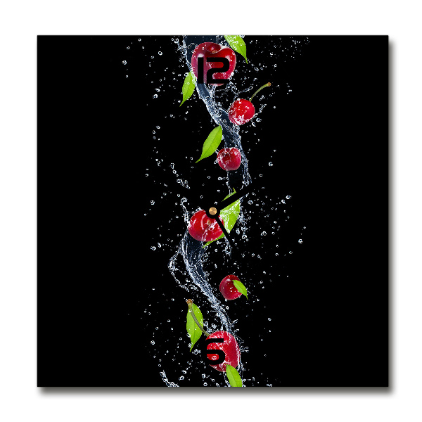 Orologio da parete quadrato con motivo di ciliegie