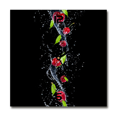 Orologio da parete quadrato con motivo di ciliegie