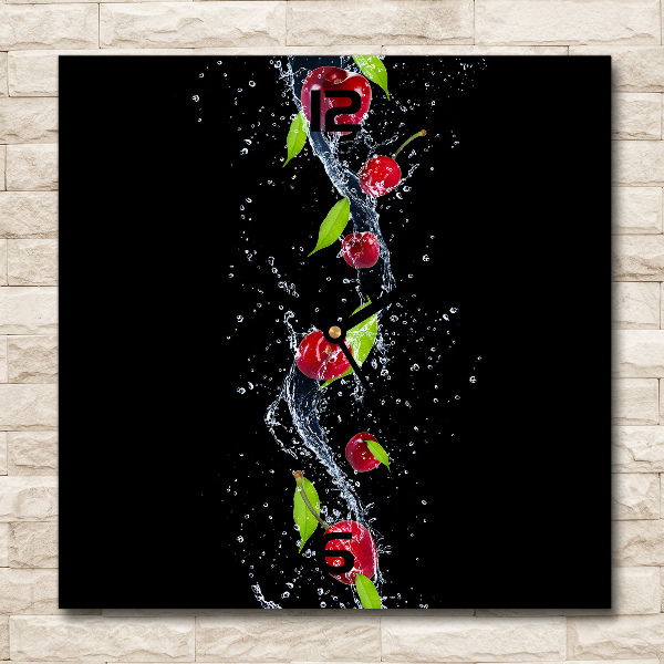 Orologio da parete quadrato con motivo di ciliegie