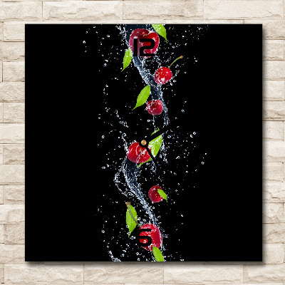 Orologio da parete quadrato con motivo di ciliegie