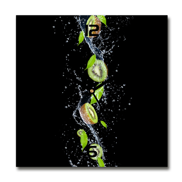 Orologio quadrato con motivo a kiwi e spruzzi d'acqua