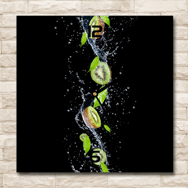 Orologio quadrato con motivo a kiwi e spruzzi d'acqua