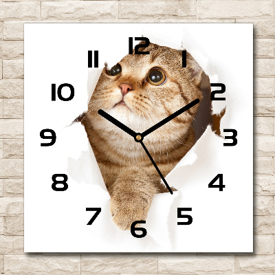 Orologio da parete quadrato con motivo a gatto