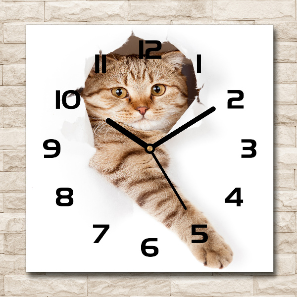 Orologio da parete quadrato con motivo a gatto