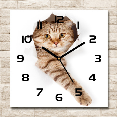 Orologio da parete quadrato con motivo a gatto