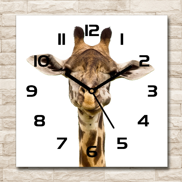 Orologio quadrato in vetro con motivo giraffa