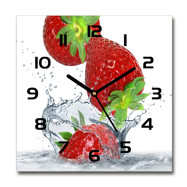 Orologio da parete quadrato con fantasia di fragole e motivi d'acqua