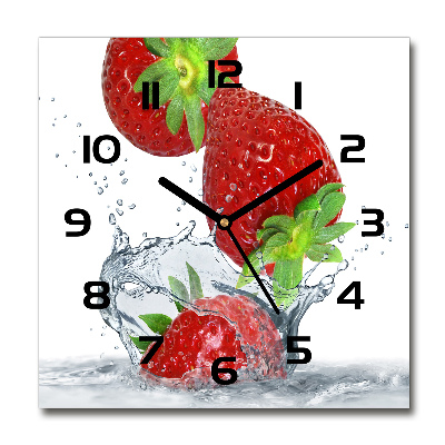 Orologio da parete quadrato con fantasia di fragole e motivi d'acqua