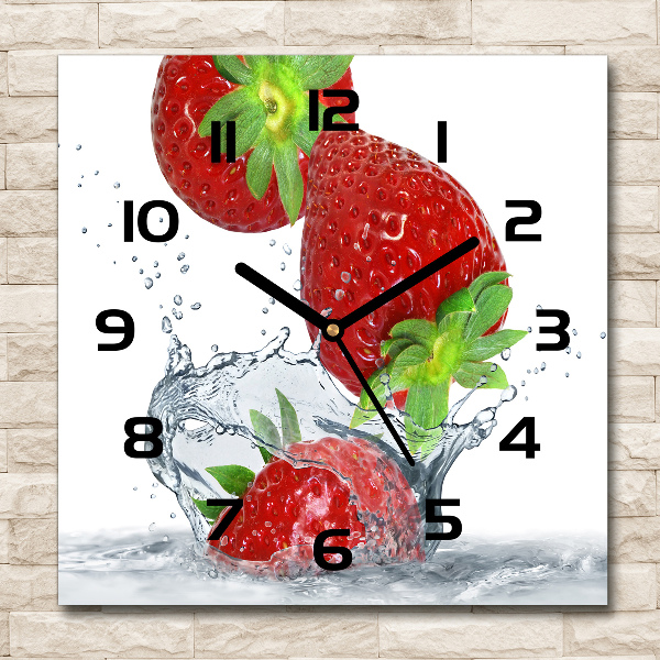 Orologio da parete quadrato con fantasia di fragole e motivi d'acqua
