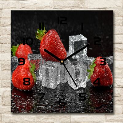 Orologio da parete quadrato con motivo di fragole su sfondo ghiacciato