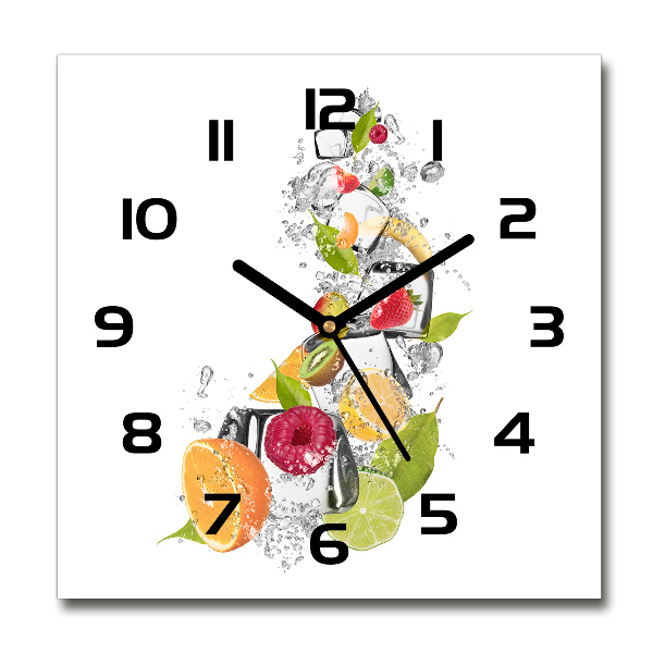 Orologio da parete quadrato con decorazione a tema frutta e ghiaccio