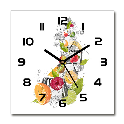 Orologio da parete quadrato con decorazione a tema frutta e ghiaccio