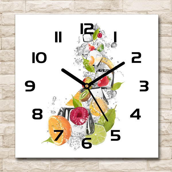 Orologio da parete quadrato con decorazione a tema frutta e ghiaccio
