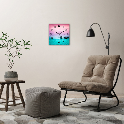 Orologio quadrato in vetro con stampa 'Bungalow sull'acqua'