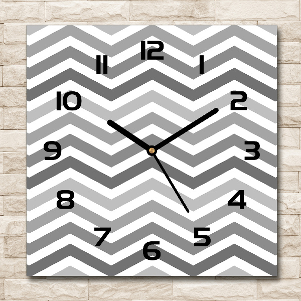 Orologio quadrato con motivo a zigzag grigio