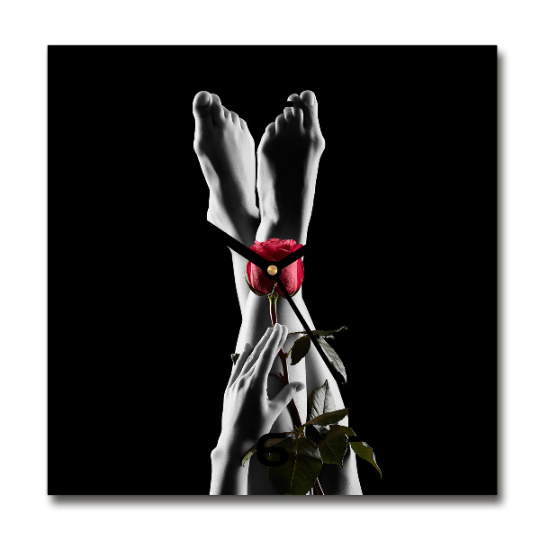 Orologio da parete quadrato con quadrante rosa e supporti