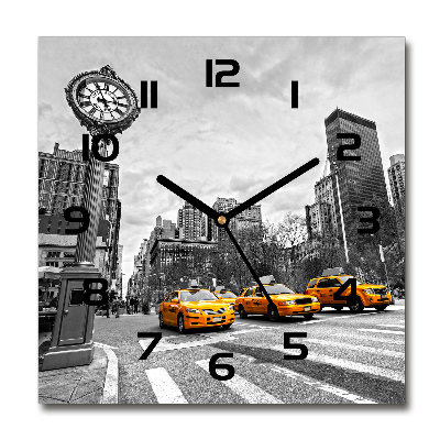 Orologio quadrato in vetro con grafica a tema Taxi di New York