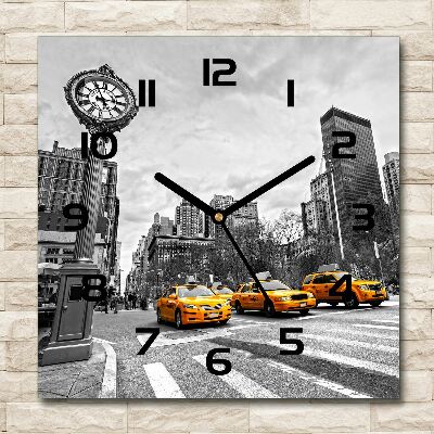 Orologio quadrato in vetro con grafica a tema Taxi di New York