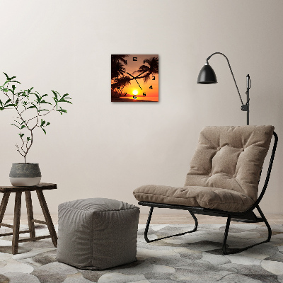 Orologio da parete quadrato con motivo spiaggia al tramonto