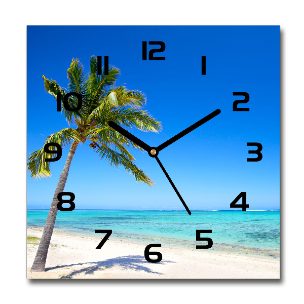 Orologio quadrato in vetro con motivo spiaggia tropicale