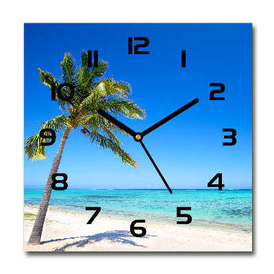 Orologio quadrato in vetro con motivo spiaggia tropicale