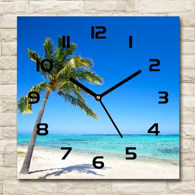 Orologio quadrato in vetro con motivo spiaggia tropicale