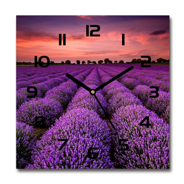 Orologio quadrato con quadrante raffigurante un campo di lavanda