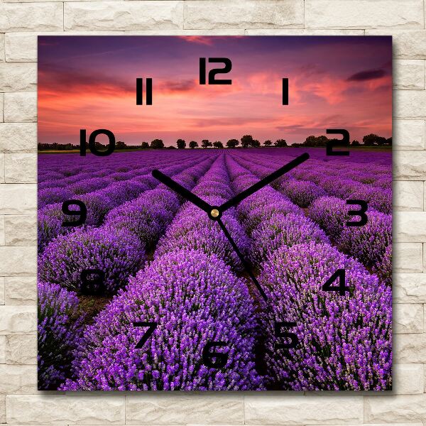 Orologio quadrato con quadrante raffigurante un campo di lavanda