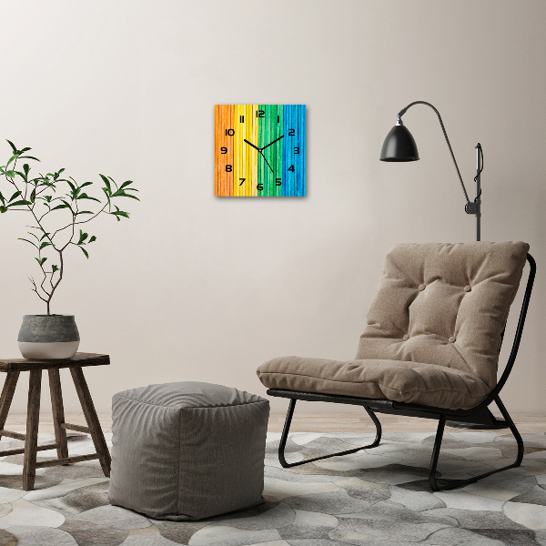 Orologio da parete quadrato con strisce colorate