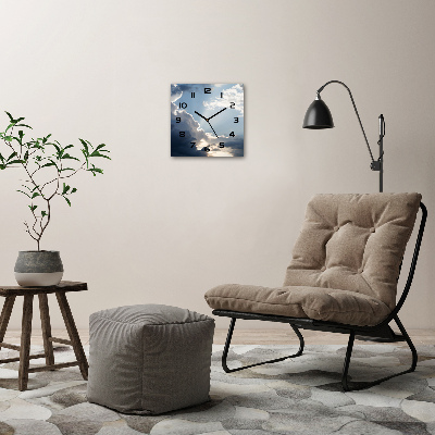 Orologio quadrato in vetro con decorazione a nuvole nel cielo