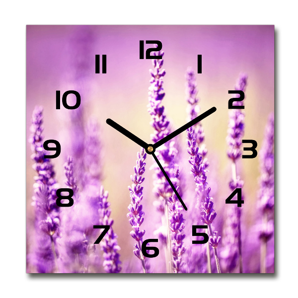 Orologio quadrato in vetro con motivo lavanda