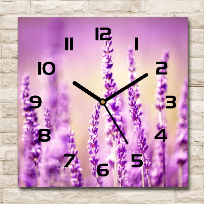 Orologio quadrato in vetro con motivo lavanda