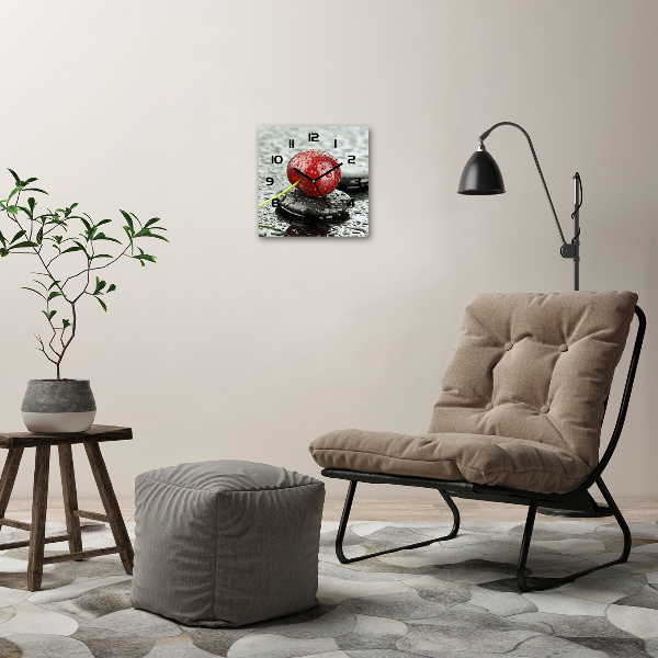 Orologio quadrato in vetro con motivo 'Ciliegio sotto la pioggia'