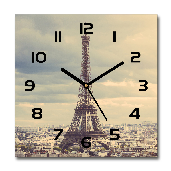 Orologio quadrato in vetro con decorazione con la Torre Eiffel e motivo Parigi