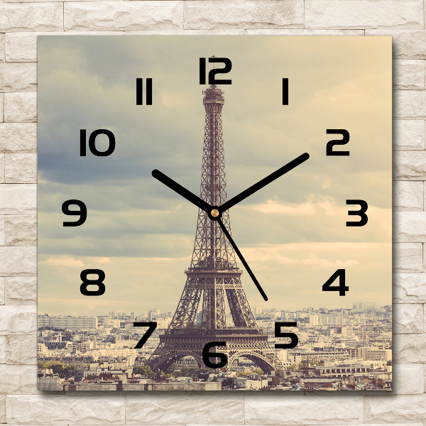 Orologio quadrato in vetro con decorazione con la Torre Eiffel e motivo Parigi
