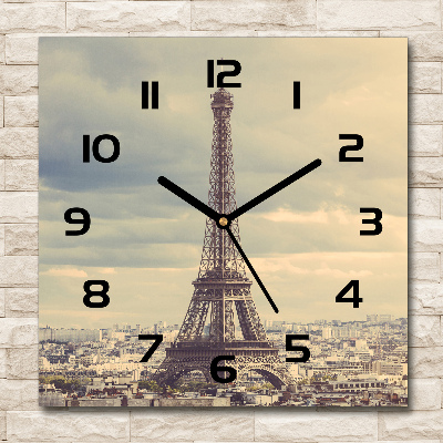 Orologio quadrato in vetro con decorazione con la Torre Eiffel e motivo Parigi