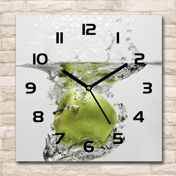 Orologio da parete quadrato con il motivo di una mela sott'acqua