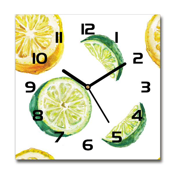 Orologio da parete quadrato con motivo limone e lime