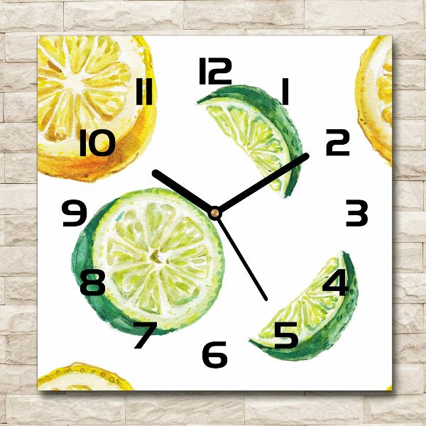 Orologio da parete quadrato con motivo limone e lime
