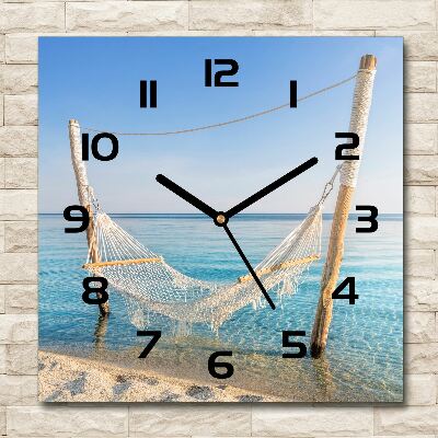 Orologio da parete quadrato con stampa 'Amaca in riva al mare'