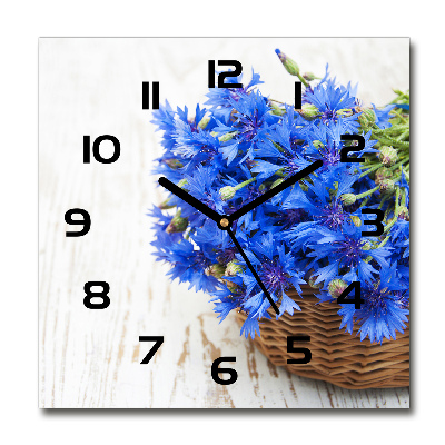 Orologio quadrato con decorazione di fiordalisi in un cesto