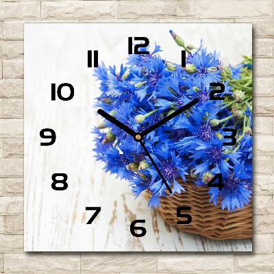 Orologio quadrato con decorazione di fiordalisi in un cesto