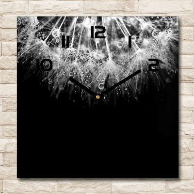 Orologio quadrato con quadrante decorato con semi di tarassaco