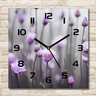 Orologio da parete quadrato con decorazione a fiori di erba cipollina