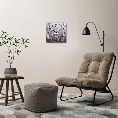 Orologio da parete quadrato con decorazione a fiori di erba cipollina