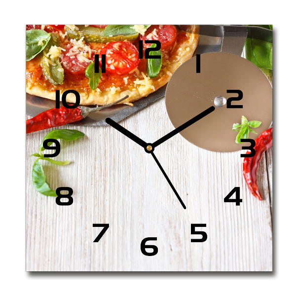 Orologio quadrato in vetro con motivo a pizza