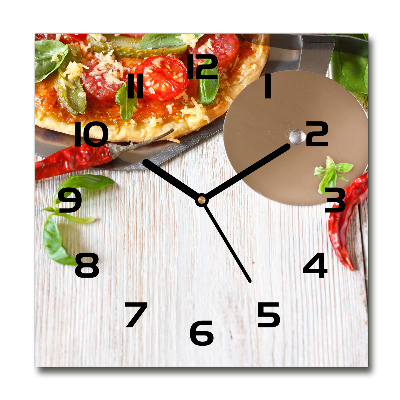 Orologio quadrato in vetro con motivo a pizza