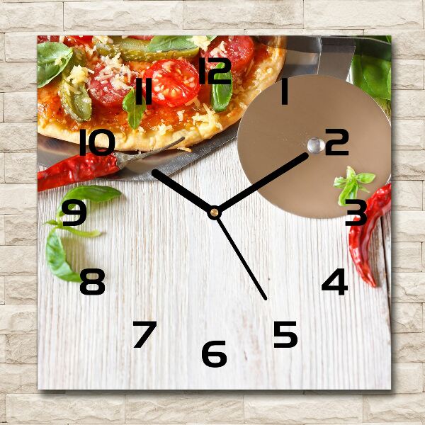 Orologio quadrato in vetro con motivo a pizza