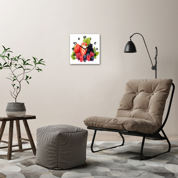 Orologio da parete quadrato con motivo a frutti di bosco